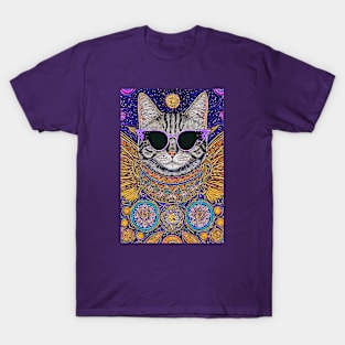 Cosmos Cat Wearing Sunglasses- Syzygy! T-Shirt